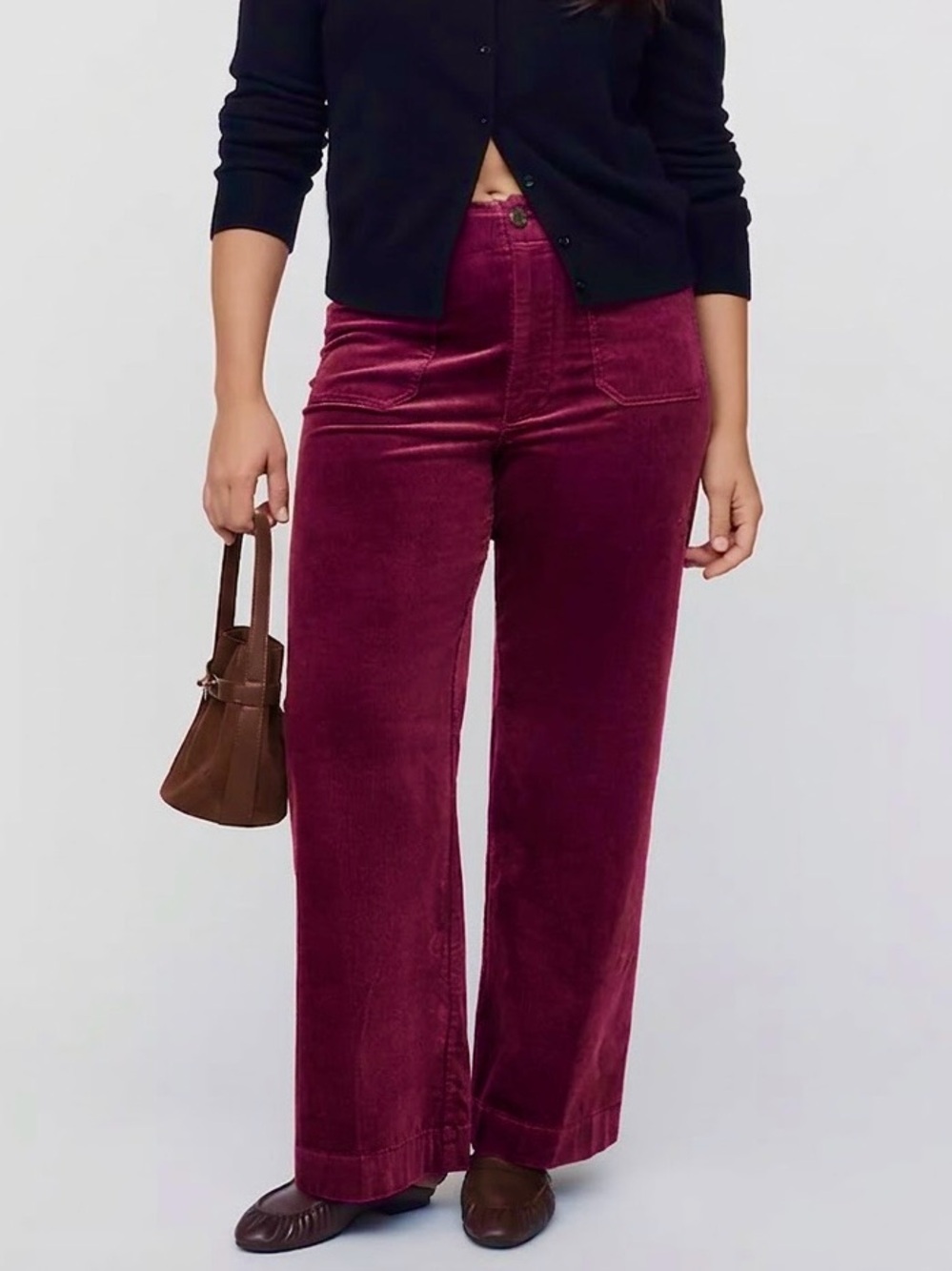 Anthropologie Maeve Colette Corduroy High-Rise Wide-Leg Plus Size 20W Coquette